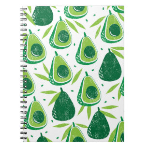 Caderno Espiral Avocado, selo texturizado, padrão perfeito.