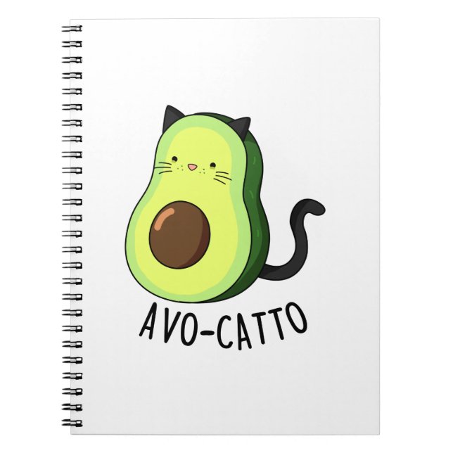 Caderno Espiral Avocatto Piada de Abacate Engraçado Gato  (Frente)