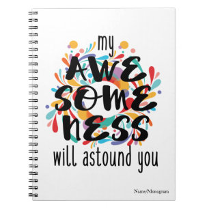Caderno Espiral Awesomeness (texto preto) - escolha a cor do fundo
