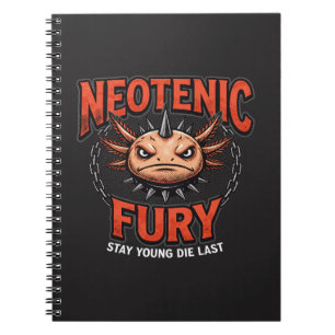 Caderno Espiral Axolote de skate radical estilo retrô anos 90 neon