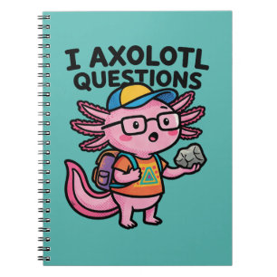 Caderno Espiral Axolote Nerd Sarcástico Eu Faço Perguntas de Axolo