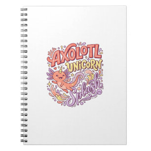 Caderno Espiral Axolote Unicórnio Splash Caprichoso Branco Bac