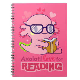 Caderno Espiral Axolotl Love for Lading Cute Dark Pink