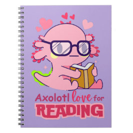 Caderno Espiral Axolotl Love for Lading Cute Lavanda