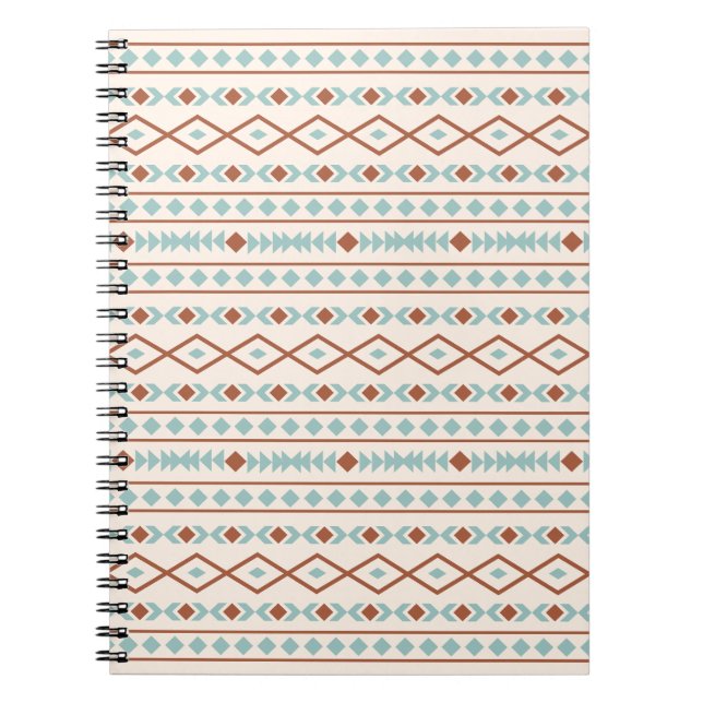 Caderno Espiral Aztec Formas Padrão Rust Teal Cream (Frente)