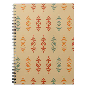 Caderno Espiral Aztec Tribal Azul Geométrico E Southwester Laranja