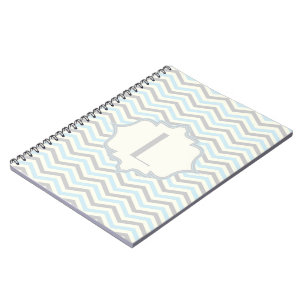 Caderno Espiral Azuis bebés modernos, cinza, teste padrão da vig