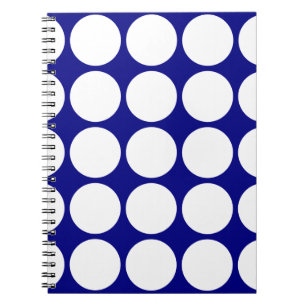 Caderno Espiral Azuis marinhos com as grandes bolinhas brancas