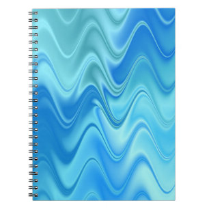 Caderno Espiral Azul Abstrato Ondulado
