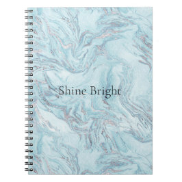 Caderno Espiral Azul Aqua Silver Marble Swirls