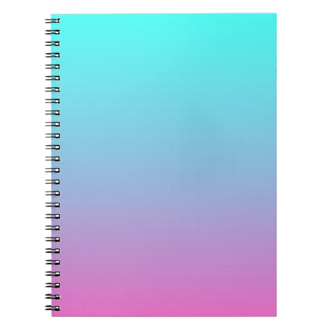 Caderno Espiral azul-azul-azul-azul-turquesa-rosa-giro-ombre (Frente)