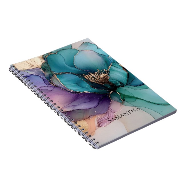 Caderno Espiral Azul Azul Azul Roxo Dourado (Lado Direito)