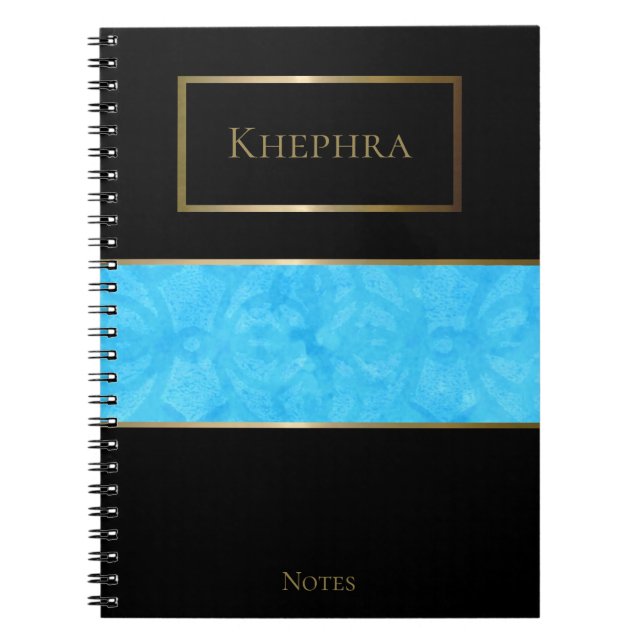 Caderno Espiral Azul Batik - Nome Simples de Aquarela (Frente)