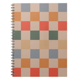 Caderno Espiral Azul bege Laranja Castanho Marrom Verificado Padrã