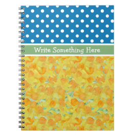 Caderno Espiral Azul, Bolinhas brancas e narcisos