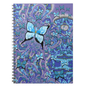 Caderno Espiral Azul Borboletas Sonho Psicodélico