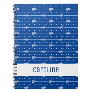 Caderno Espiral Azul Branco Padrão de Paus e Linhas Pontilhadas
