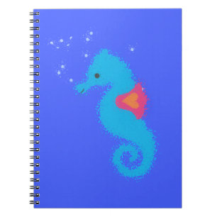 Caderno Espiral Azul-Cartoon Seacavalo