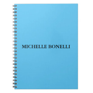 Caderno Espiral Azul Celeste Minimalista Simples Legível Moderna