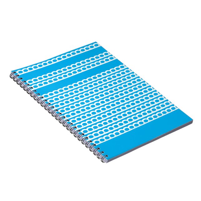 Caderno Espiral Azul-céu e ondas de bolhas modernas brancas (Lado Direito)