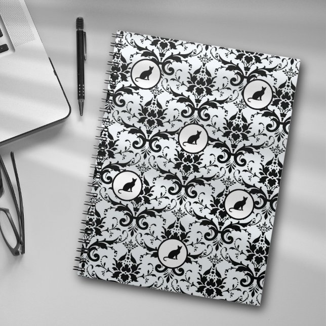 Caderno Espiral Azul claro Damask inspirado por Cat (Criador carregado)