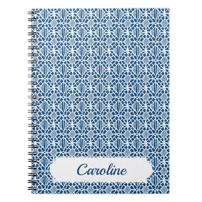Caderno Espiral Azul Clássico Com Padrão De Colchete Branco (Frente)