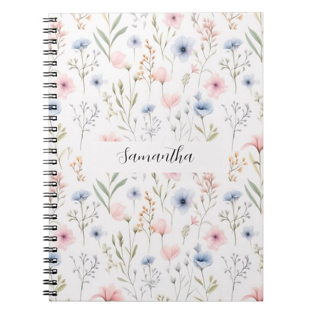 Caderno Espiral Azul cor-de-rosa, cor-de-rosa, personalizado (Frente)