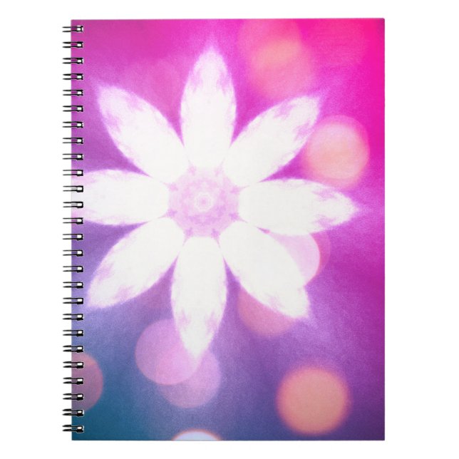 Caderno Espiral Azul Cor-de-rosa Cor Floral Moderna (Frente)