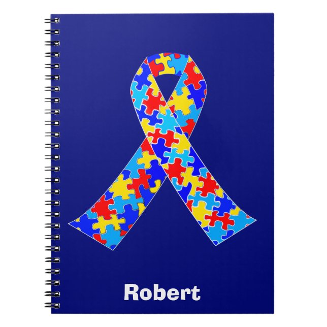 Caderno Espiral Azul da Equipe de Sensibilização do Autismo Person (Frente)