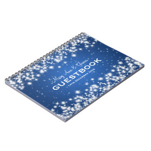 Caderno Espiral Azul da faísca do inverno do Guestbook do