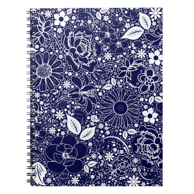Caderno Espiral Azul de Beleza Botânica (Frente)