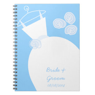 Caderno Espiral Azul de Casamento 'Bridal and Groom'