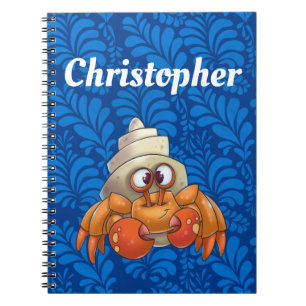 Caderno Espiral Azul de notebook Hermit Crab Personalizado