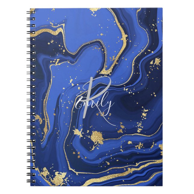 Caderno Espiral Azul e Agitre de Silver Faux (Frente)