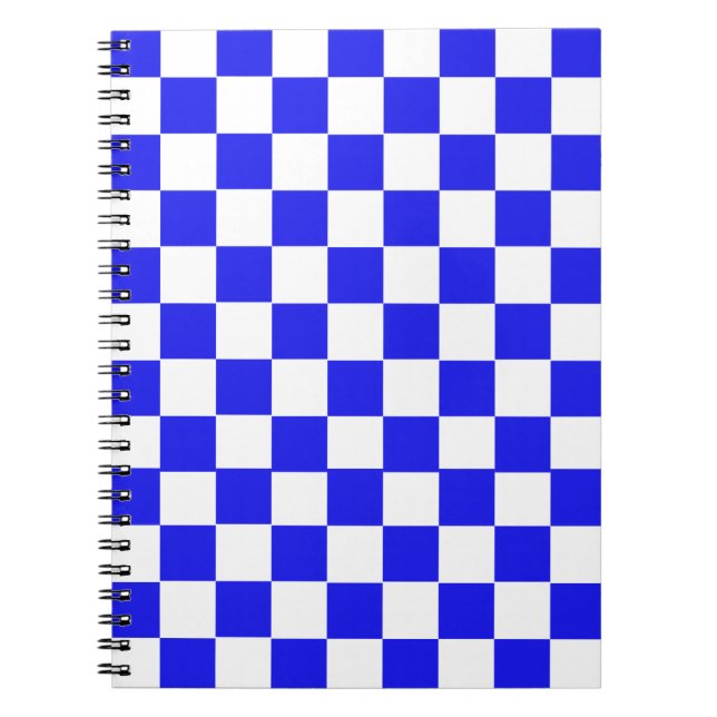 Caderno Espiral Azul e branco verificados como PERSONALIZADO (Frente)