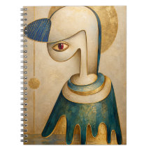 Caderno Espiral Azul e Dourado Surrealista