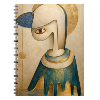 Caderno Espiral Azul e Dourado Surrealista