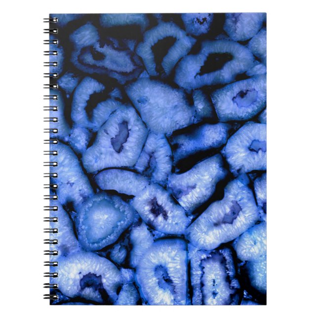 Caderno Espiral Azul elegante agita gemstones azuis quartzo azul (Frente)
