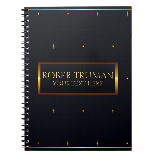 Caderno Espiral Azul escuro clássico Dourado (Frente)