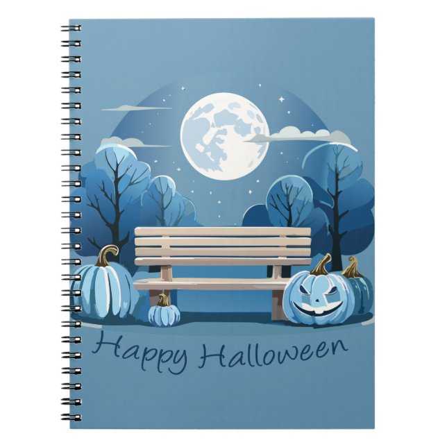 Caderno Espiral Azul Feliz Halloween (Frente)
