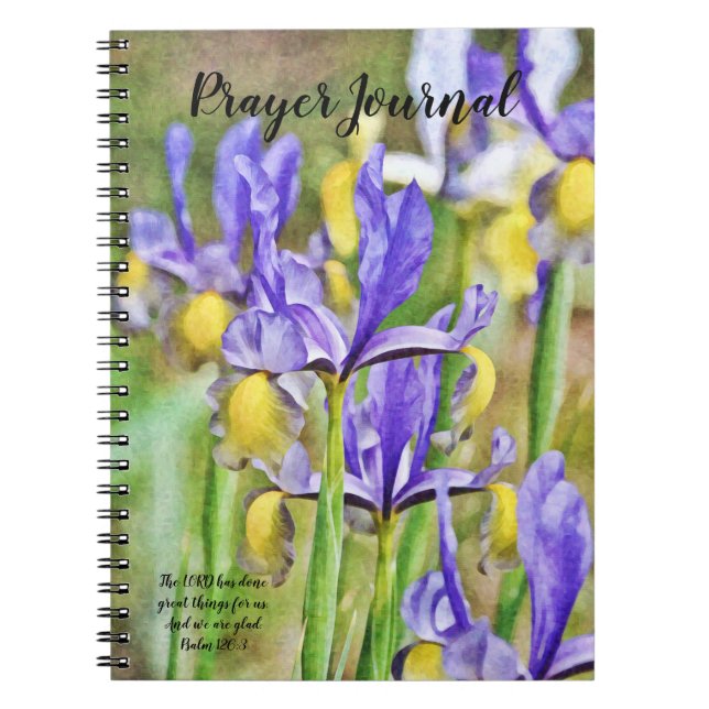 Caderno Espiral Azul Íris Flores Bíblia Diário de Oração Versa (Frente)
