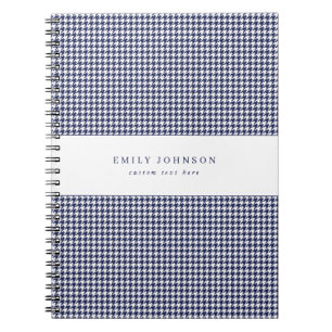 Caderno Espiral Azul Marinho Elegante Minimalista Xadrez