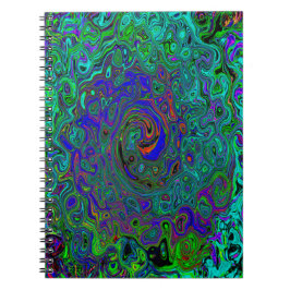 Caderno Espiral Azul Marmoreado e Abstrato Aquamarino
