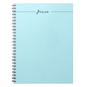 Caderno Espiral Azul Moderno Elegante Simples Plano Nome Profissio