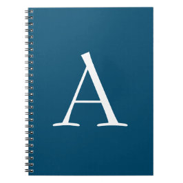 Caderno Espiral Azul Oceano Plano Elegante Moderno Monograma Inici