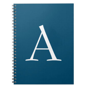 Caderno Espiral Azul Oceano Plano Elegante Moderno Monograma Inici