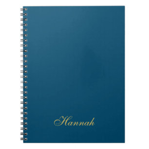 Caderno Espiral Azul Ouro Profissional Moderno Minimalista Nome
