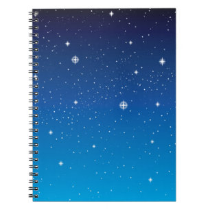 Caderno Espiral Azul profundo céu noturno estrelado