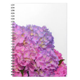 Caderno Espiral Azul rosa Hydrangeas elegantes flores roxas cor-de