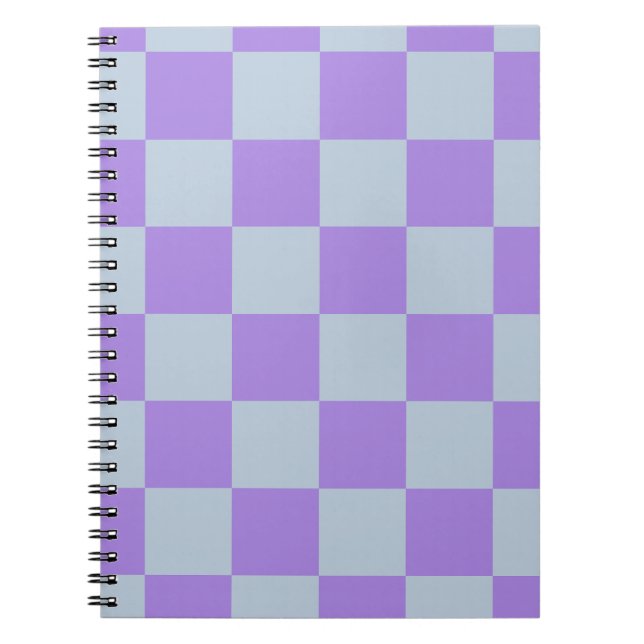 Caderno Espiral Azul suave e Lavanda verificados (Frente)